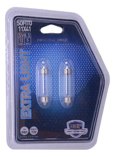 Pack 2 Ampolletas Extra Light C5w 11x41 De 12v Y 5w Dgp