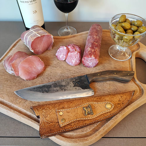 Cuchillo ancho Brut Forge Full Tang hecho a mano con hoja picanhei de 8 pies