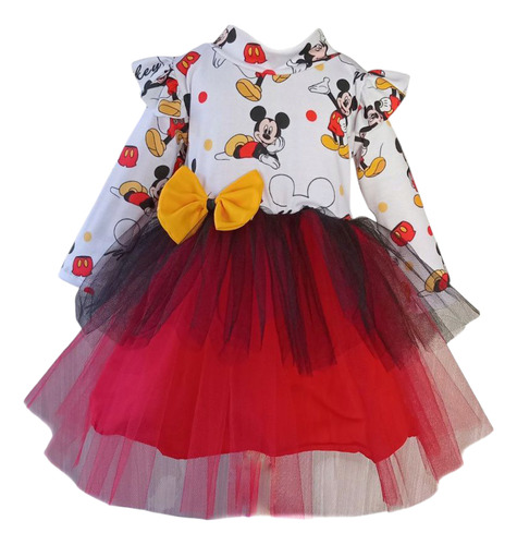 Disfraz Mickey Mouse Disney Manga Larga Tutu Bebe Rojo 1