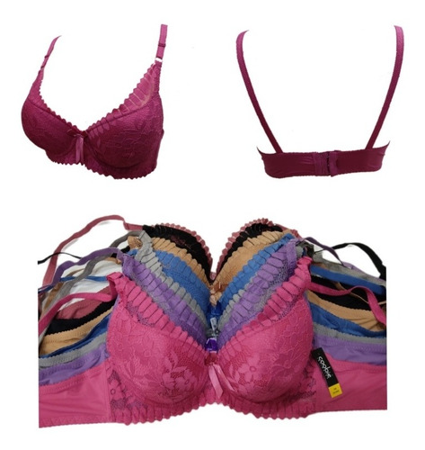 Paquete De 6 Brasieres Coobie Intimates Copa B Colores  