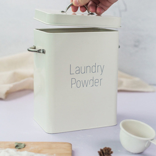 2x Caja De Lata De Almacenamiento De Polvo De Detergente