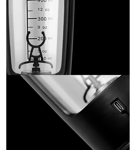 Botella Eléctrica De La Coctelera De La Proteína Negro