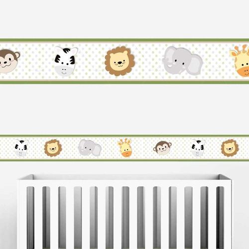 Imagem 2 de 4 de 2 Faixa Decorativa Adesivo Border Amiguinhos Safari Animais
