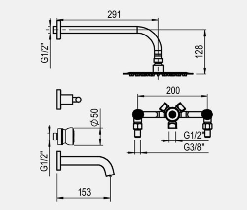 Griferia Ducha 3 Vias Duchador Hidromet Black Lever Acabado Mate Color Negro
