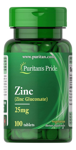 Puritan's Pride Zinc 25 Mg Para Apoyar La Salud Del Sistema