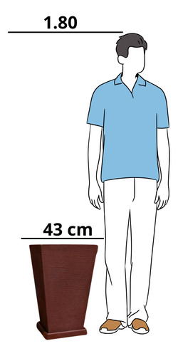 Vaso Para Plantas Coluna Quadrada Com Prato Tamanho Médio Cinza