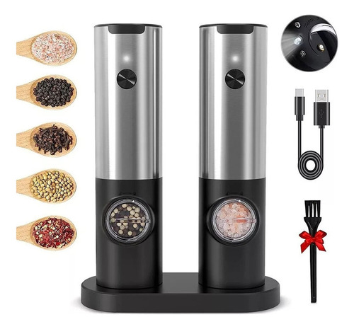 Conjunto De Moedor Elétrico Automático De Sal E Pimenta