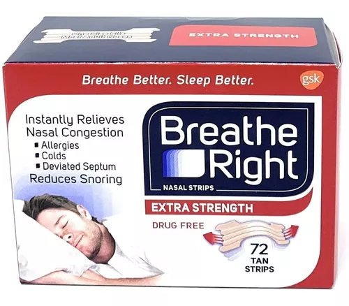 Tiras Nasales Sin Ronquidos Breathe Right / 72 Unidades