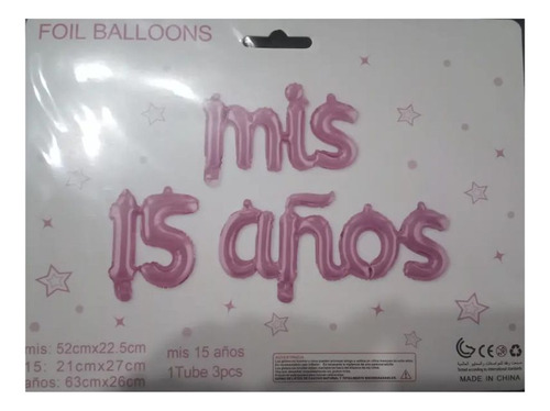 22 Art. Set Globos Metalizados Para 15 Años Rosa Y Blanco Mis 15 Años