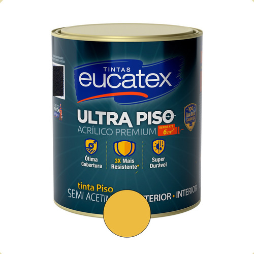Tinta Ultra Piso E Parede Eucatex 3,6l Acrílico Premium Cor Amarelo Demarcação