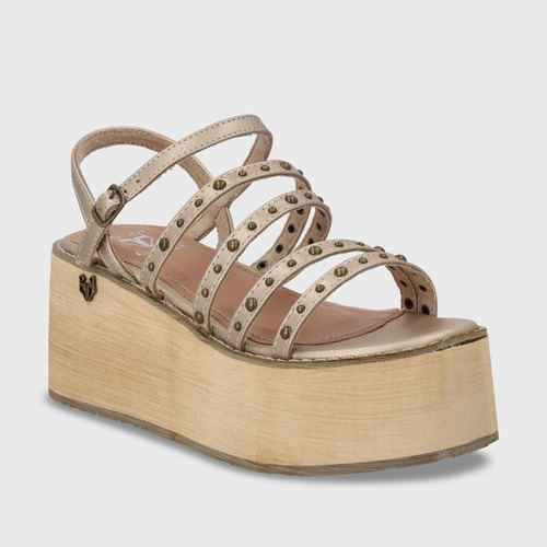 Sandalia Plataforma Dorada Mujer 15629 Gotta