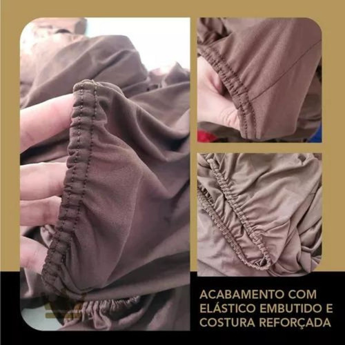 Capa De Sofá Lisa Avulsa 3 Lugares Imediato Cor Tabaco Liso