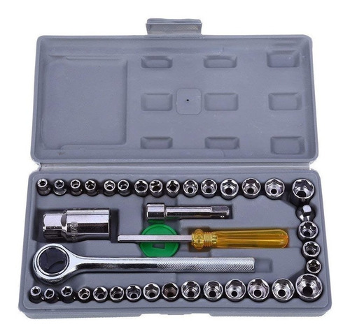 Caja De Herramientas Juego Llave Tubo Kit 40 Piezas Estuche.