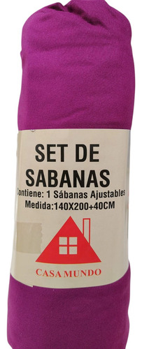 Sabana Ajustable Bajera-2 Plaza Y Media 180 Hilos Casamundo Bordó Liso