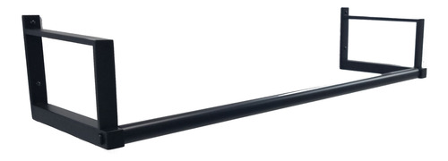 Arara De Parede 100cm Com Apoio Para Prateleira Inox Preto