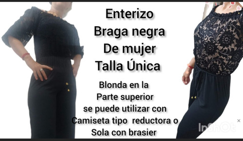 Braga Negra Enterizo Overol Nueva Talla Única 