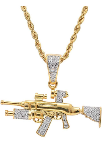 Kmasal Jewelry Iced Out Sniper Gun Shape Colgante Cadena En