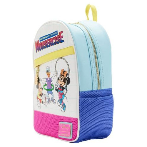 Imagen 2 de 4 de Mochila mini backpack Loungefly Disney Mousercise color blanco