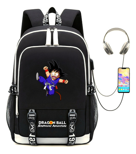 Anime Dragron Ball Mochila Goku Negro Con Usb Para Hombre Estudiante Mujer Estudiante De Dibujos Animados Lindo Kawaii Para Los Aficionados Durable Db