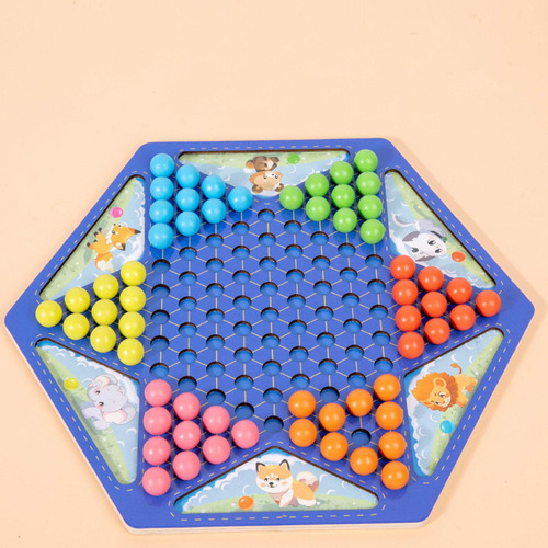 Wooden Chinese Checkers Magnetic Chess Game 2 In 1 For Kids