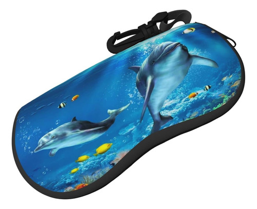 Ocean Sea Animal Dolphin Sunglasses Case With Carabiner Neop