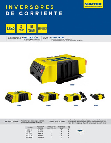 Imagen 2 de 7 de Inversor Corriente Dc-ac Con Potencia De 750 W Surtek