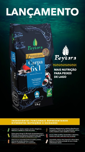 Poytara Premium Carpa 6x1 6kg Mix Ração Para Carpas De Lago