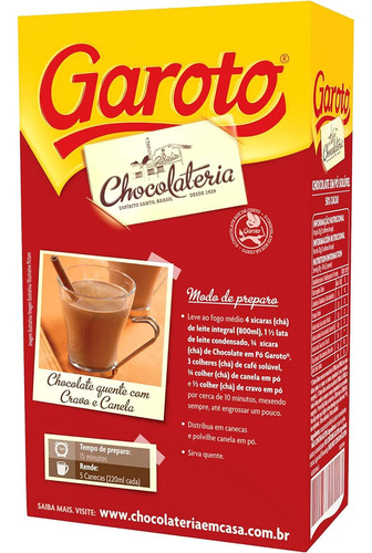 Chocolate Em Pó Solúvel 50% Cacau Caixa Com 200g Garoto