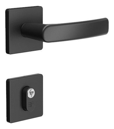 Fechadura Externa 740 Roseta Quadrada - Preto Fosco