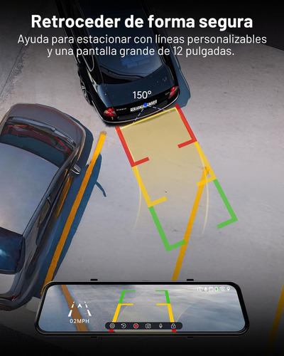 Visauto M20 Pro Max 4k + 2.5k Retrovisor Con Camara, 12'' Dash Cam Para Auto Frontal Y Trasera Wifi Con Pantalla Táctil, Espejo Camara Para Carro Con Gps, Visión Nocturna, Tarjeta De 64 Gb