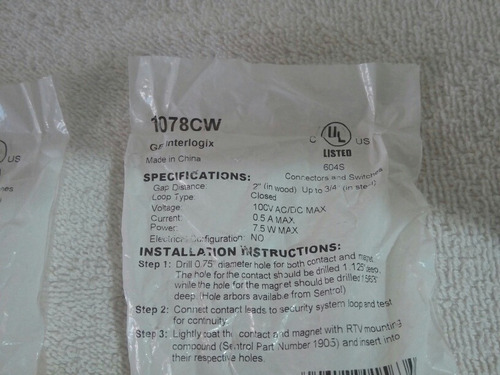 Contacto Magnetico Para Empotrar 3/4 Modelo: 1078 Cw