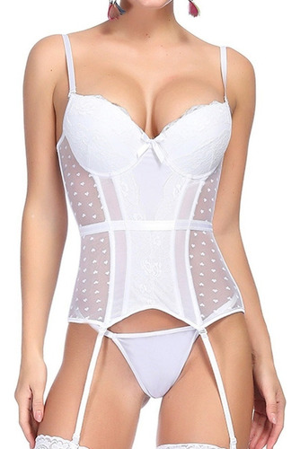 Lencería Sexy Para Mujer Push Up Bustier Corsé Con Ligue [u]