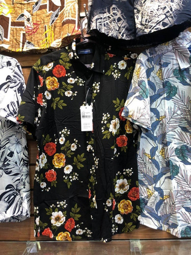 Kit 15 Camisa Social Masculina Floral Estampada Manga Curta