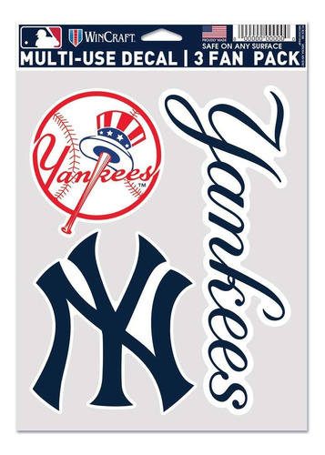 Mlb New York Yankees - Juego De 3 Adhesivos Multiusos (...