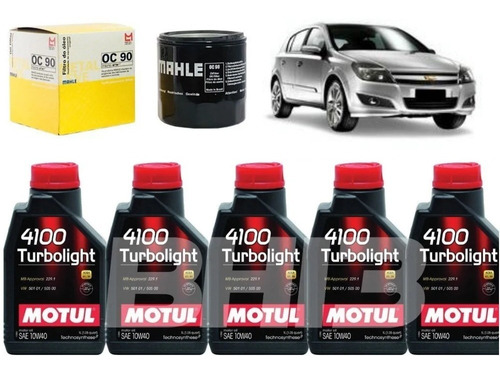 Kit Troca Óleo Motul 4100 10w40 Vectra 8v 2.0 2010 Oc90 