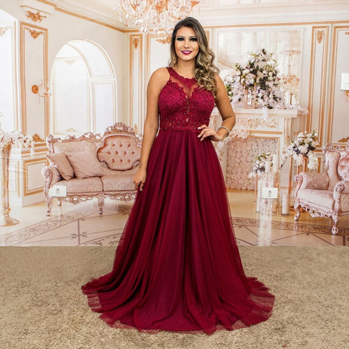 Vestido Rodado Princesa - Marsala - Madrinha Formatura