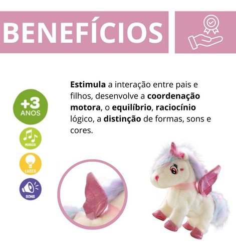 Bicho Pelúcia Unicórnio Canta Repete Fala C/ Luzes - Zoop