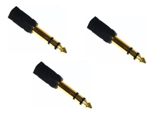 3 Adaptador Convertidor 3.5mm Hembra A 6.35mm Macho Stereo 