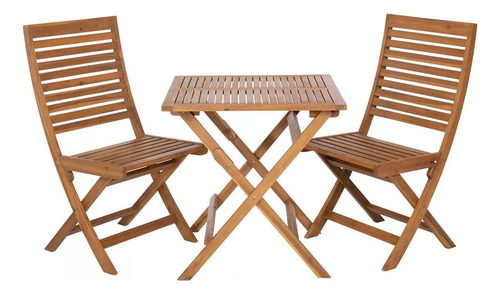 Mesita De Jardín Con Sillas Tipo Bistro Plegable 3 Piezas
