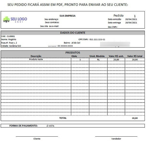 Imagem 5 de 6 de Planilha Para Cadastrar Cliente | Gerar Orçamento Ou Pedido