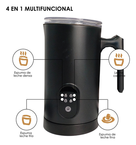 Espumador De Leche Eléctrico ShopMall 4 En 1 600 Ml Automático Café Color Negro