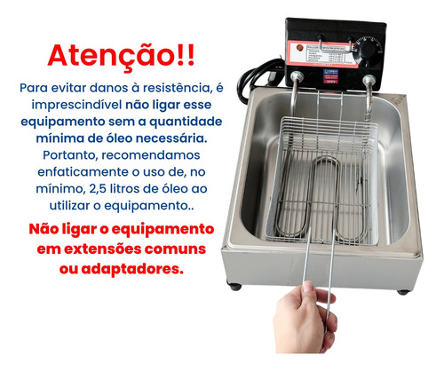 Fritadeira Elétrica Industrial Cuba 5l Econômica Cor Alumínio 220v