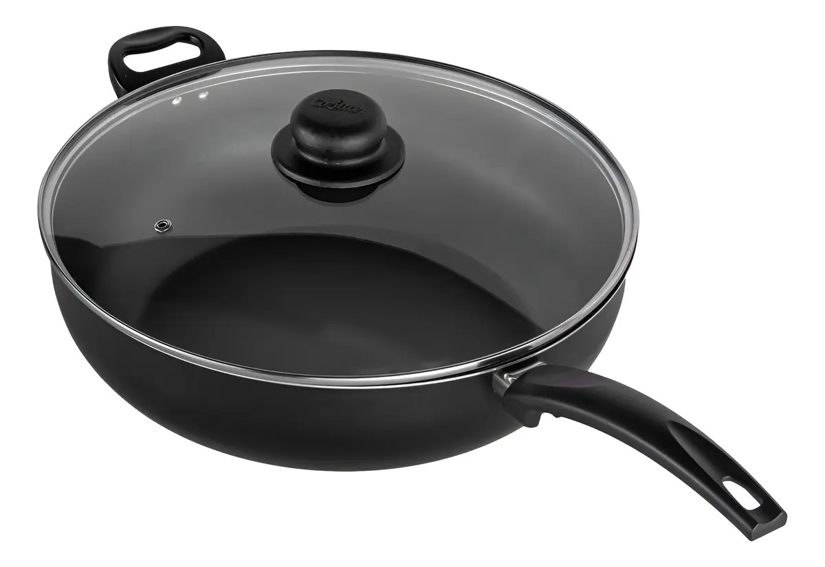 Frigideira Antiaderenre Grande Profissional 32 Cm Cabo Alça Cor Preto Cozillar