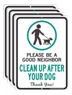 Up After Your Dog Signs, (4 Pack) 14 X 10 Please Be Go...