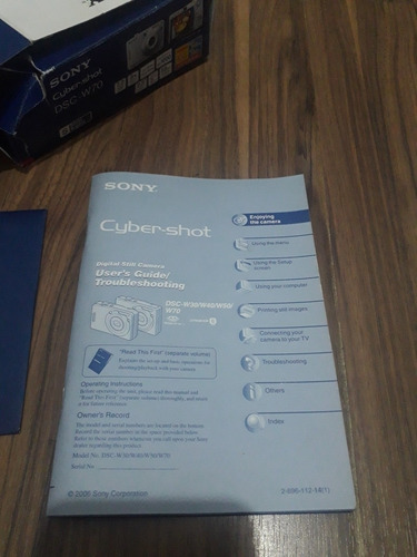 Caixa Com Manual E Cd Sony Cyber Shot Dsc-w70