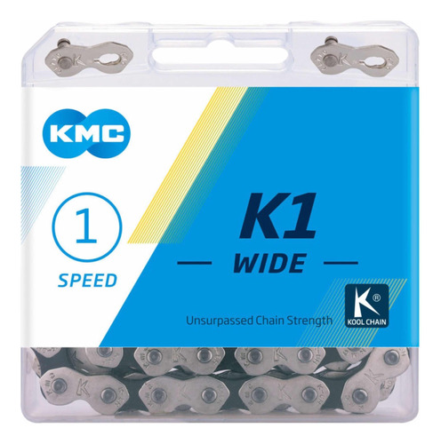 Cadena Kmc K1 Wide Bmx Plata/negro 112l 1velocidad Reforzada
