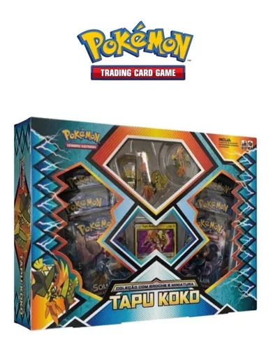 Box Pokémon Tapu Koko com Miniatura + Broche