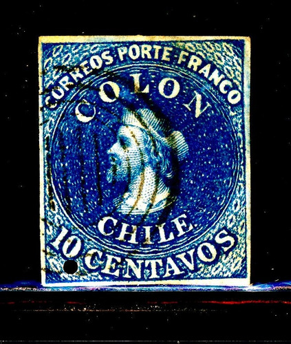 N° 1 Primera Emisión Sellos Postales De Chile Año 1853. 