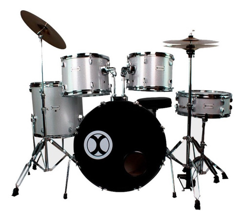 Extreme Exbt071 Bateria Profesional Plata Sparkle 5 Piezas Color Plateado