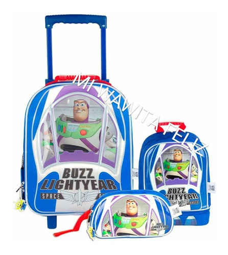 Set Maleta Mochila Buzz Lightyear + Lonchera + Cartuchera